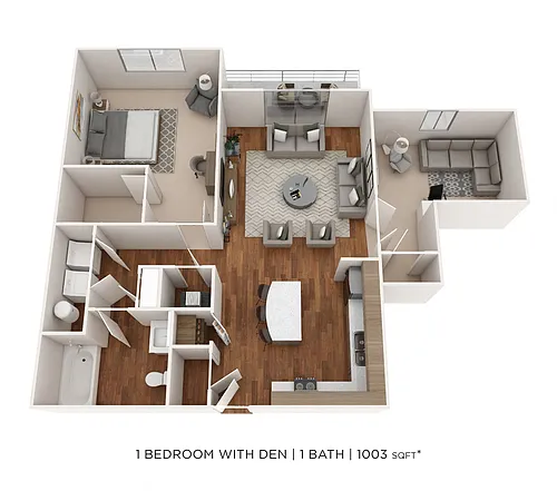 Floor plan One Bedroom w/ Den- 1003 sqft