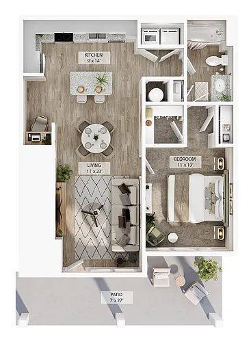 Floor plan 1 BR - Designer Courtyard
