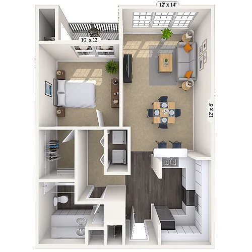 Floor plan Traditional 1x1 697-920 SF