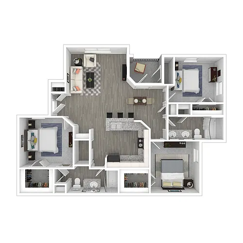 Floor plan 3 Bedroom, 2 Bath (Market Rate)
