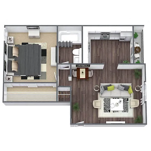 Floor plan A1: 1 Bed 1 Bath
