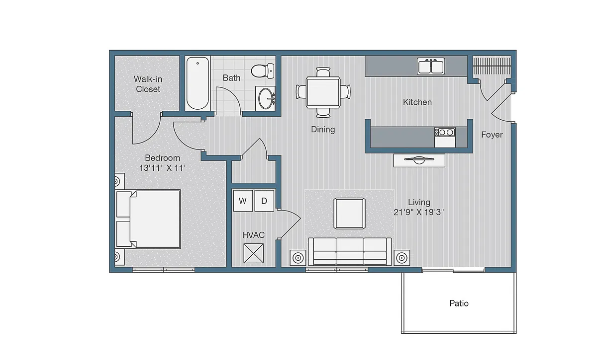 Floor plan 1x1 710 Sq ft