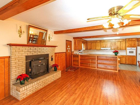 Woodburning Fireplace with woodstove insert.