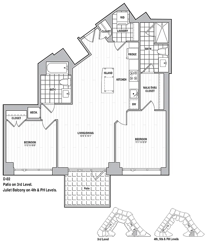 Floor plan 2 Bed 2 Bath 999