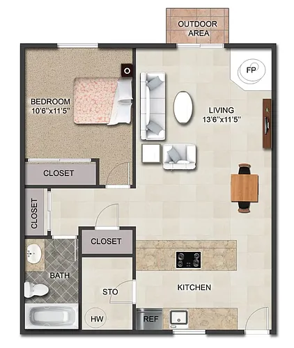 Floor plan 1 Bedroom