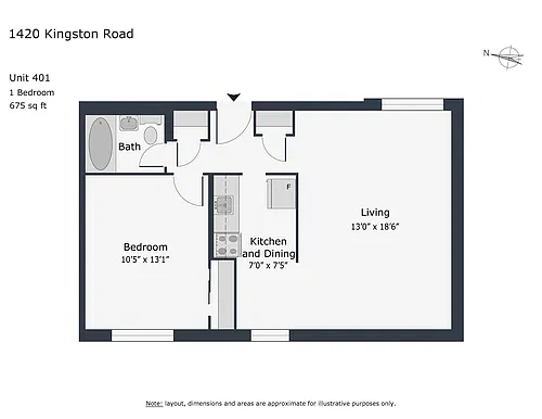 Floor plan 1 Bedroom - unit 401