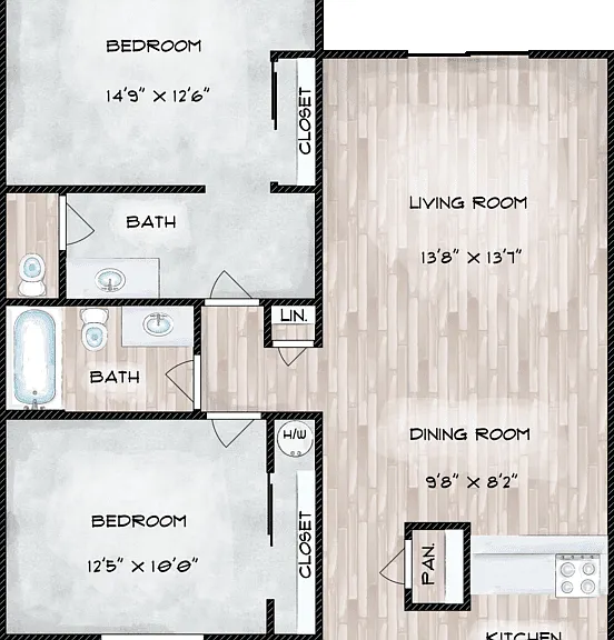 2x1.5 - CLASSIC Floorplan Diagram