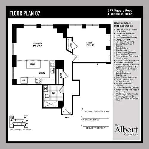 Floor plan 1 Bedroom Unit - A7
