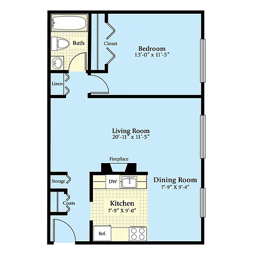 Floor plan The Ashland with Fireplace