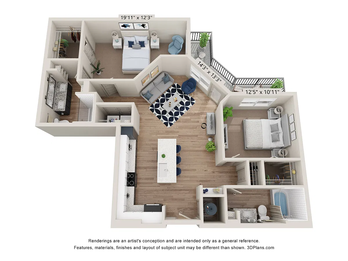 Floor plan 2 Bedroom / 2 Bath