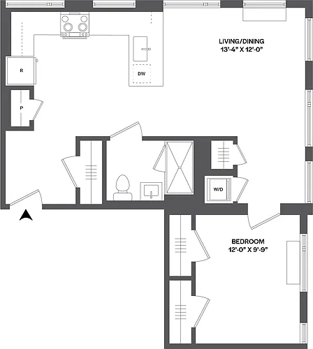 Floor plan 1 Bed/1 Bath-1B-6