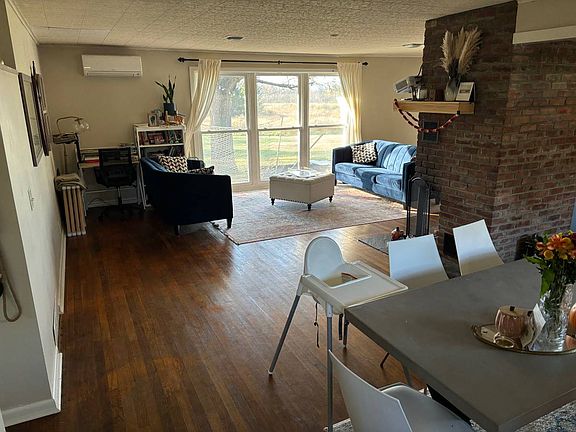 Dining area looking into living room