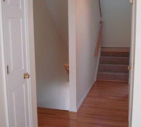 Main Hallway, entrance down stairs to left. Wood Floors