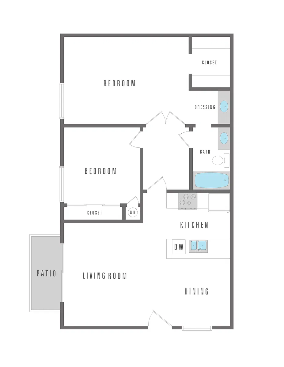 Floor plan 2 Bedroom 1 Bath