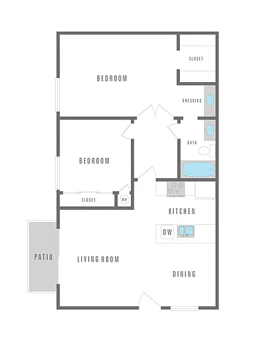 Floor plan 2 Bedroom 1 Bath