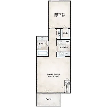 Floor plan One Bed One Bath Large