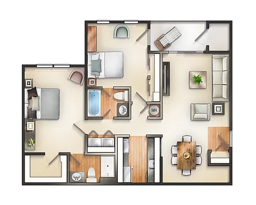 Floor plan 2 Bedroom 2 Bath
