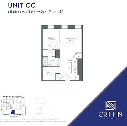 Floor plan CC 1 Bedroom 1 Bath