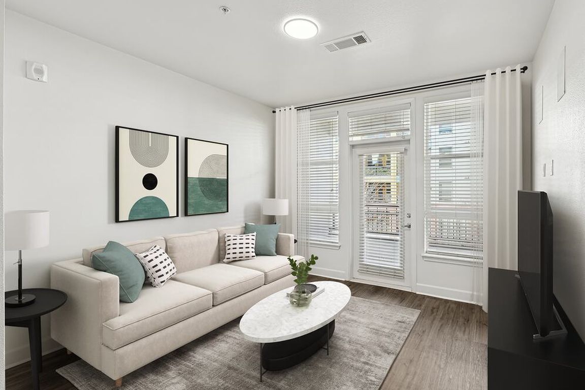 Living room with hard surface flooring