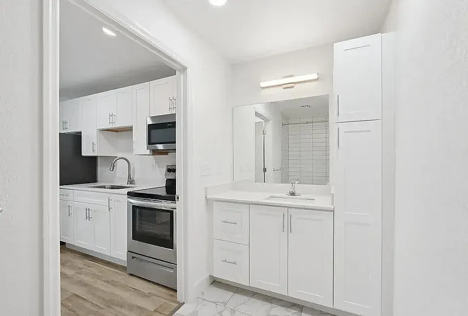 Fully equipped kitchen space.