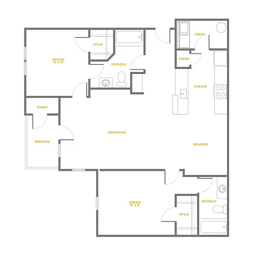Floor plan 2 Bedroom 2 Bathroom