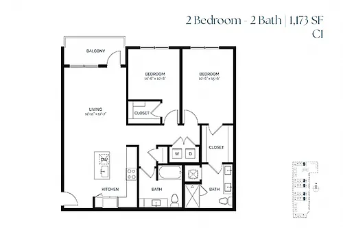 Floor plan Two Bedroom C1