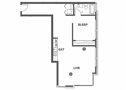 Floor plan 1x1 Large F