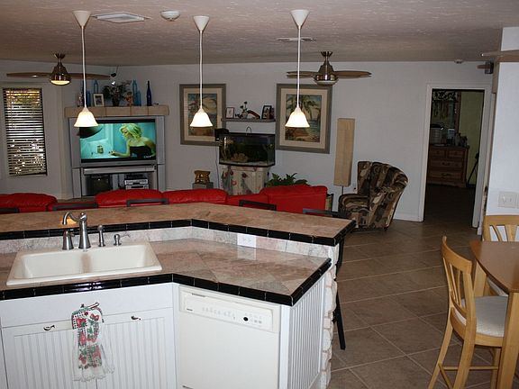 Kitchen out to living room