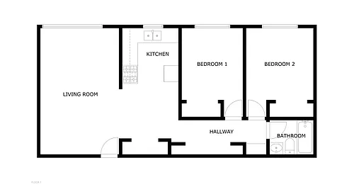 Floor plan Birch St 2 Bed 1 Bath