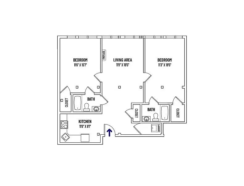 Floor plan 2 BR, 2BA