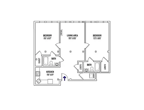 Floor plan 2 BR, 2BA