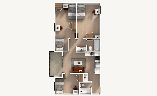 Floor plan 3 Bedroom | 2 Bath