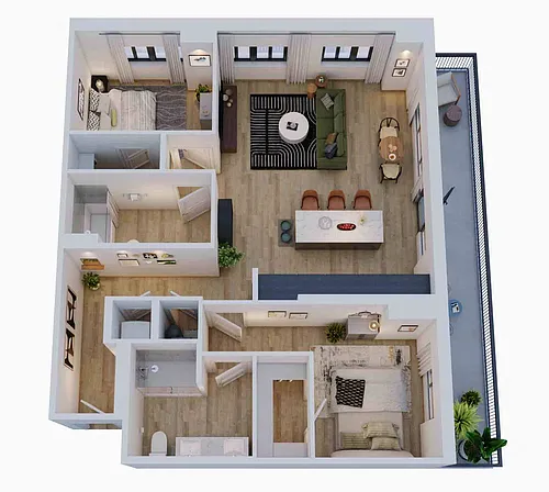 Floor plan 2 Bed/2 Bath-B3