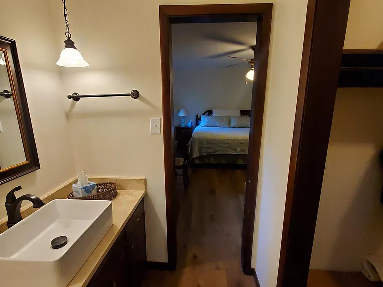 Master Bath with entry to walk-in closet and bedroom