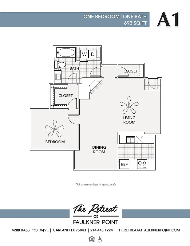 Floor plan 1 Bed/1 Bath Classic