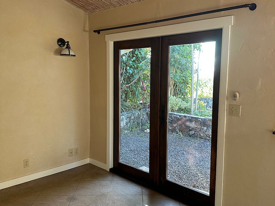 Inside view of french doors to back yard
