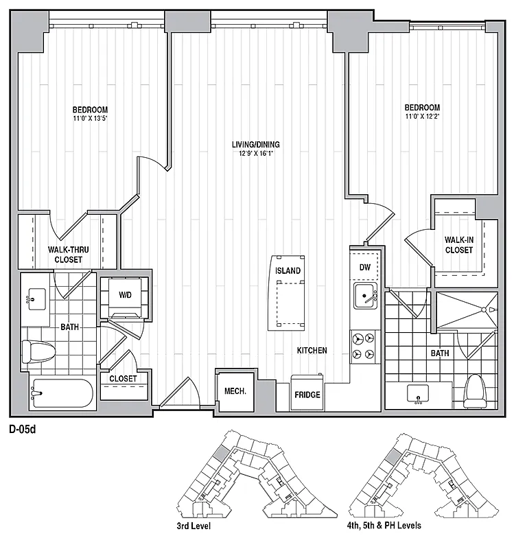 Floor plan 2 Bed 2 Bath 1053