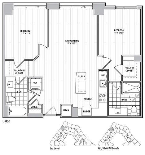 Floor plan 2 Bed 2 Bath 1053