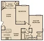 Floor plan 2BD 1BTH