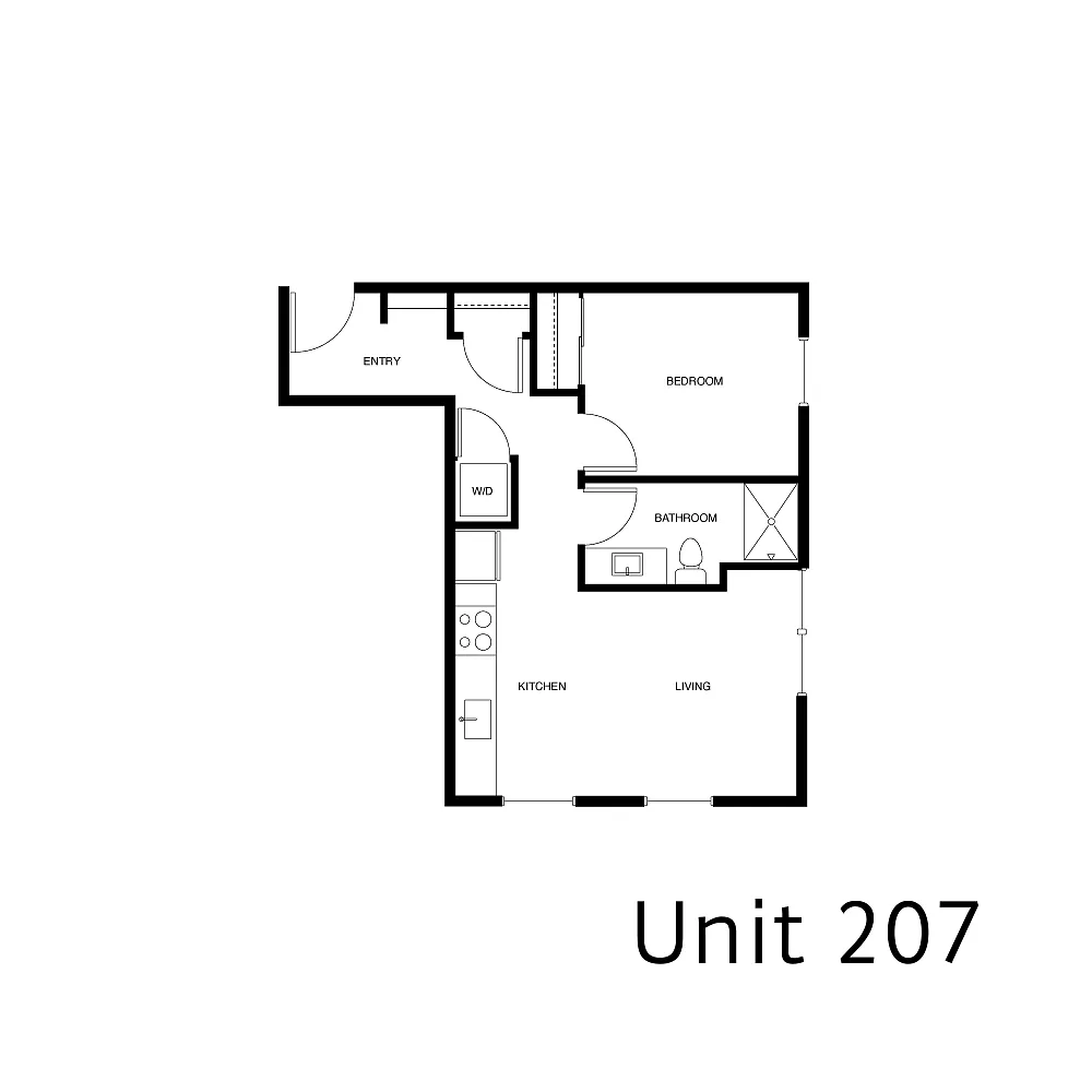 Floor plan 1 Bed 1 Bath - Type 7
