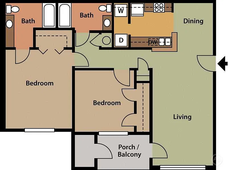 Floor plan 2 Bedroom 2 Bath