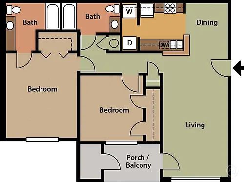 Floor plan 2 Bedroom 2 Bath