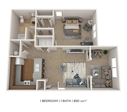 Floor plan One Bedroom - 850 sqft