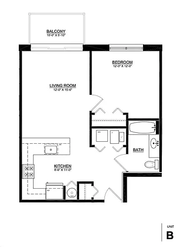 Floor plan 1 Bed x 1 Bath