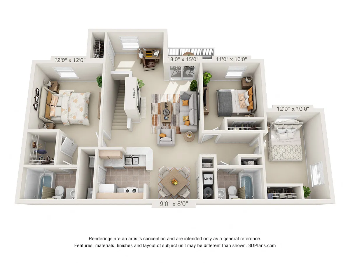 Floor plan Three Bedroom B