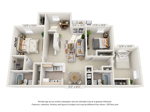 Floor plan Three Bedroom B