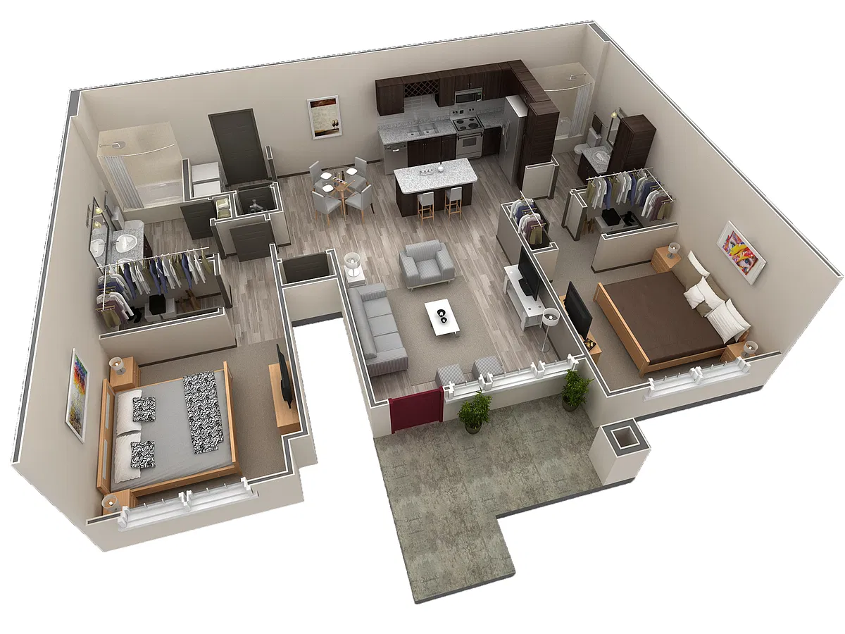 Floor plan 2 BR Grand Courtyard