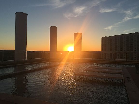 sunset on the pool