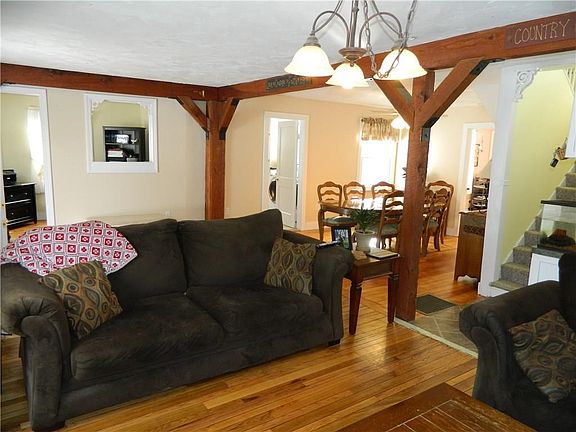 Open floor plan living with post and beams!