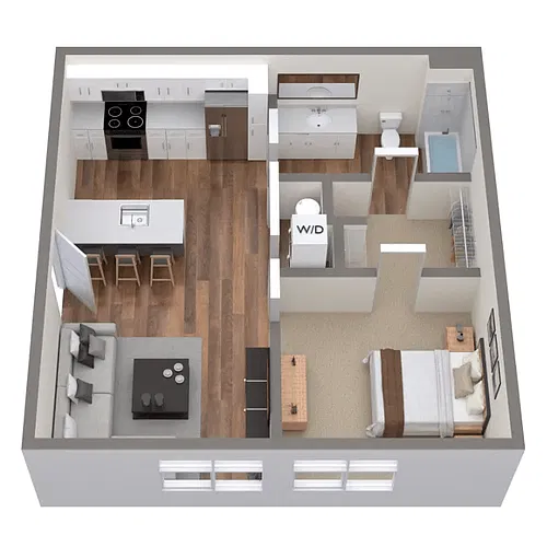Floor plan 1 Bed 1 Bath - 560sqft